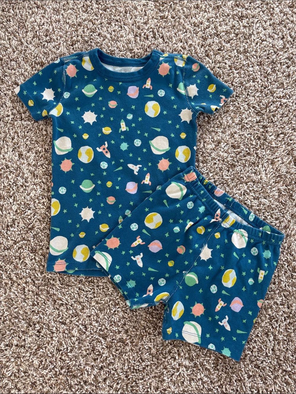 Quince Space-Print Short Sleeve Pajama Set